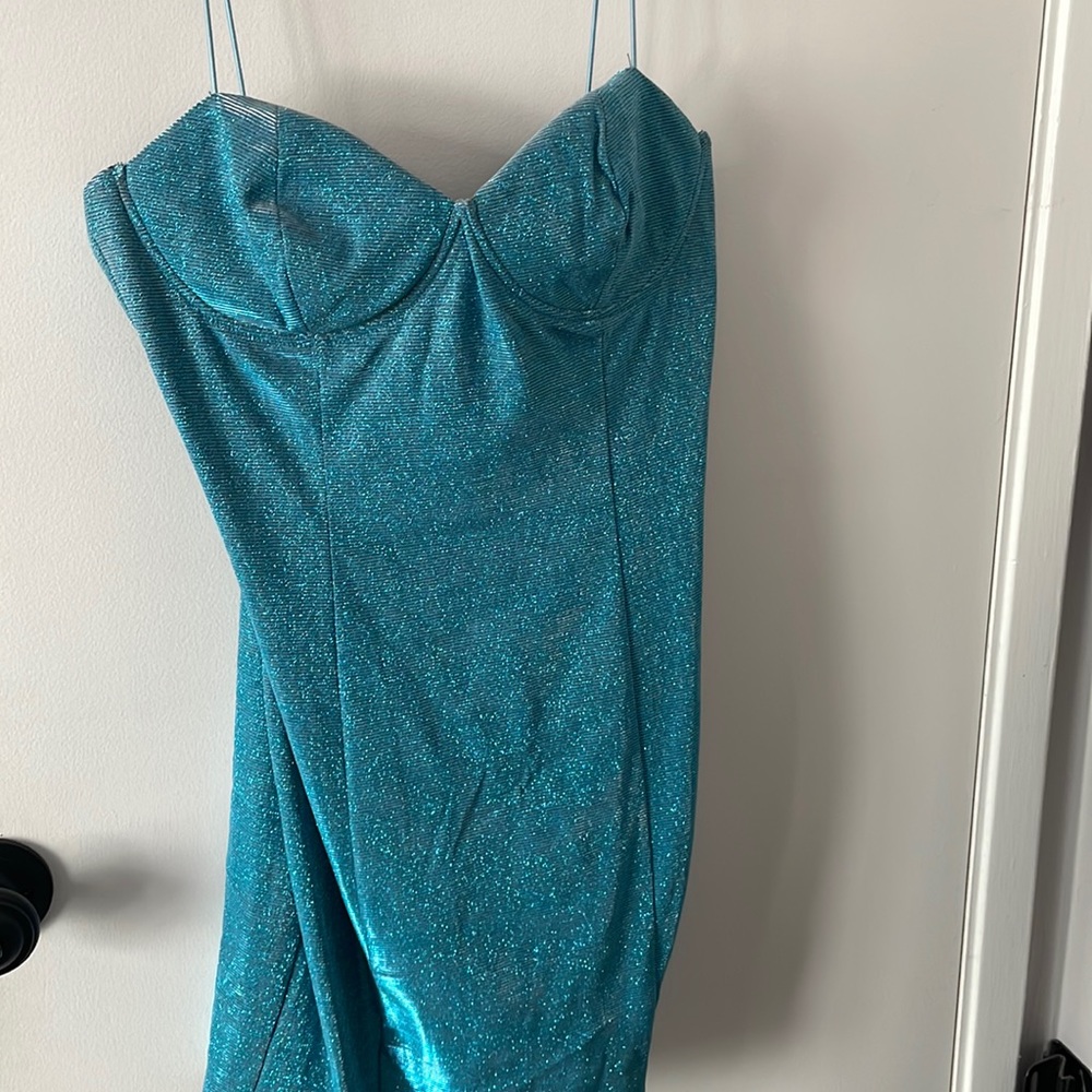 Metallic blue fashion nova dress